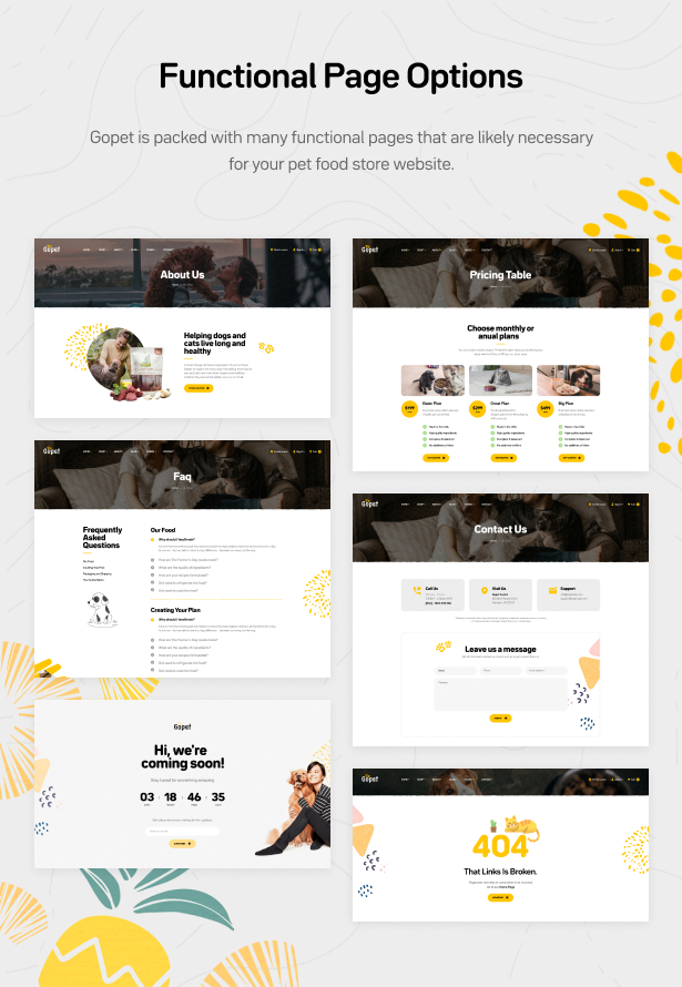 Gopet 6 Gopet - Pet Food WooCommerce WordPress Theme - Functional Page Options