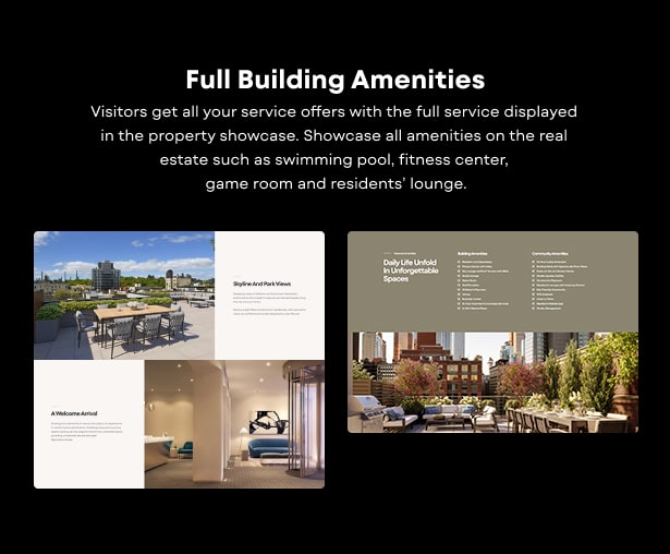 Luxtower single real estate wordpress amenities