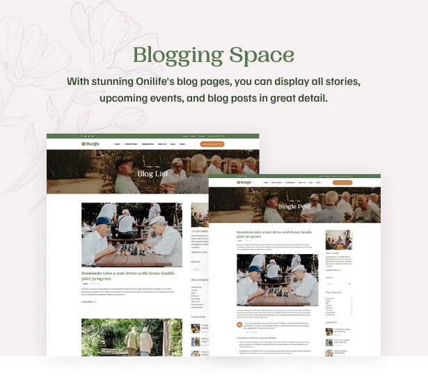 Onilife - Senior Living WordPress Theme